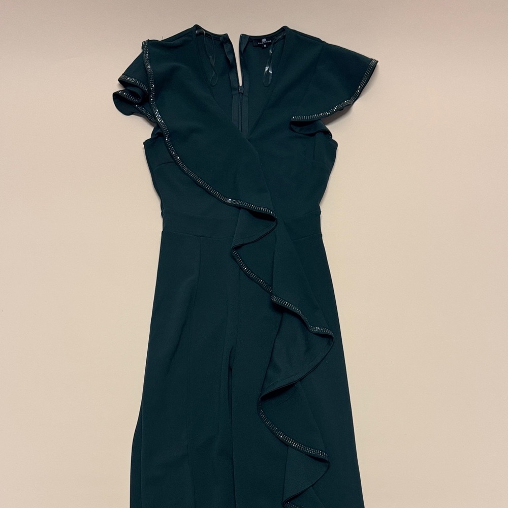 Chic Dark Green Ruffle Jumpsuit